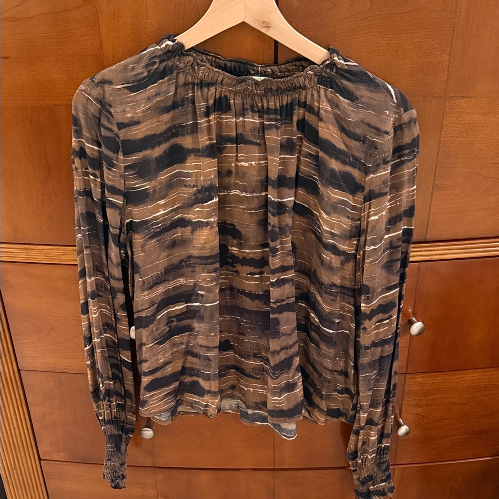 NWT Cloth & Stone Brown and Black Striped Blouse